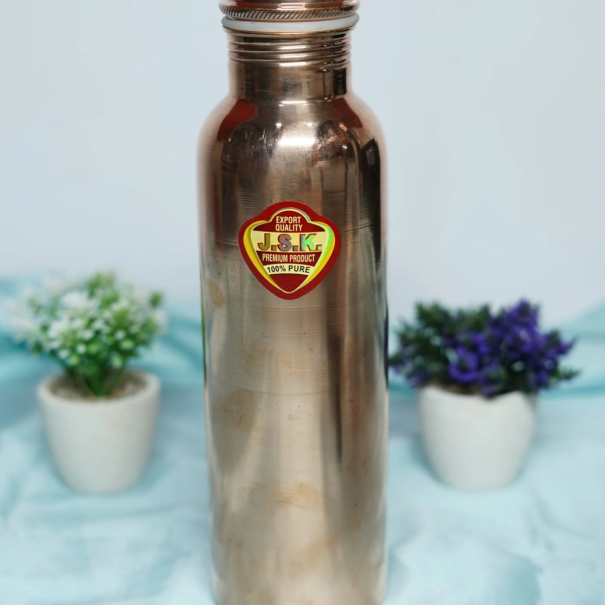 100% Pure Copper Aqua 1000 Water Bottle, 900 ml, Copper Plain