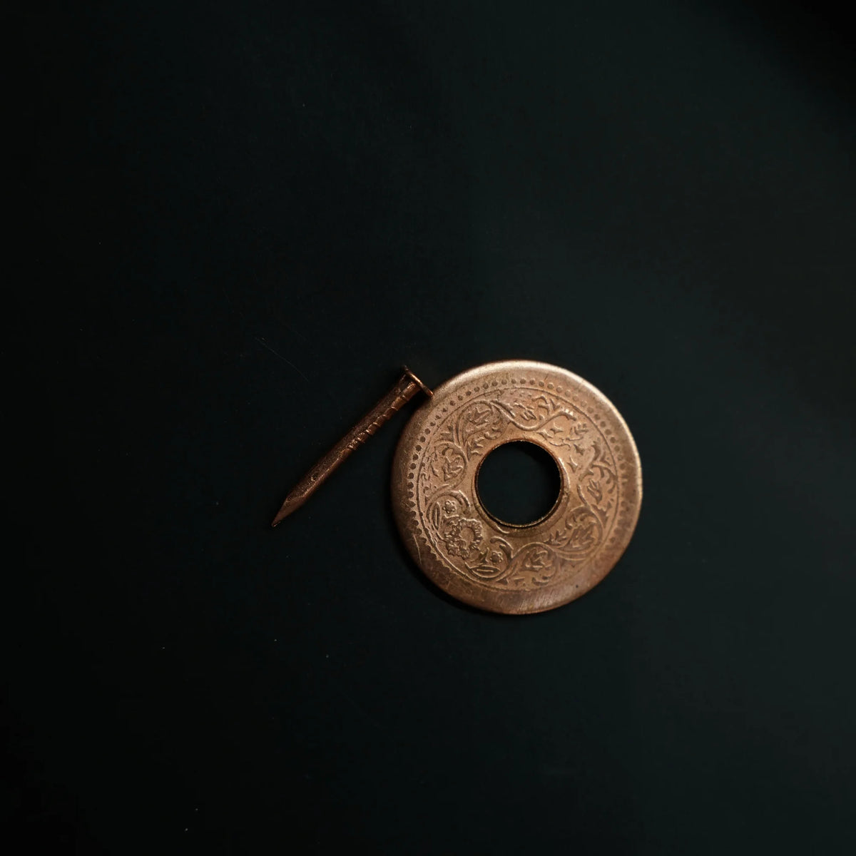 100% Pure Copper Coin With Hole Pack of 5 + Copper Nail PK05