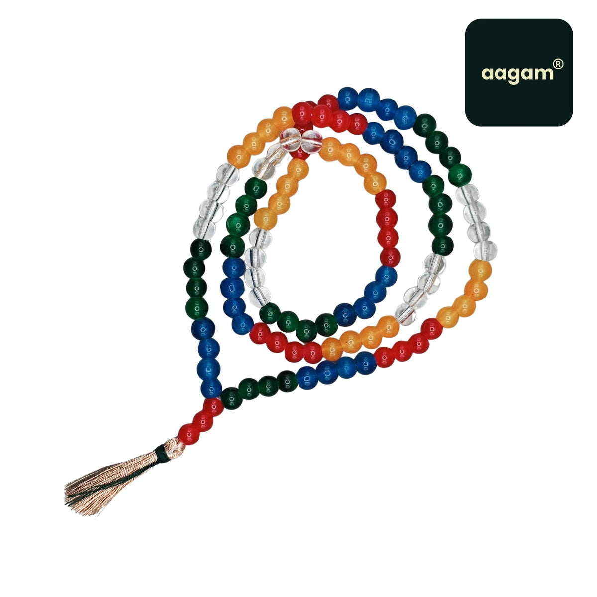 Handmade Jain Jaap Mala | Strong Thread 108+3 Beads Rosary for Navkar Mantra Chanting. Meditation Prayer Mala for Jainism Pooja & Spiritual Gift(Multi Colour)