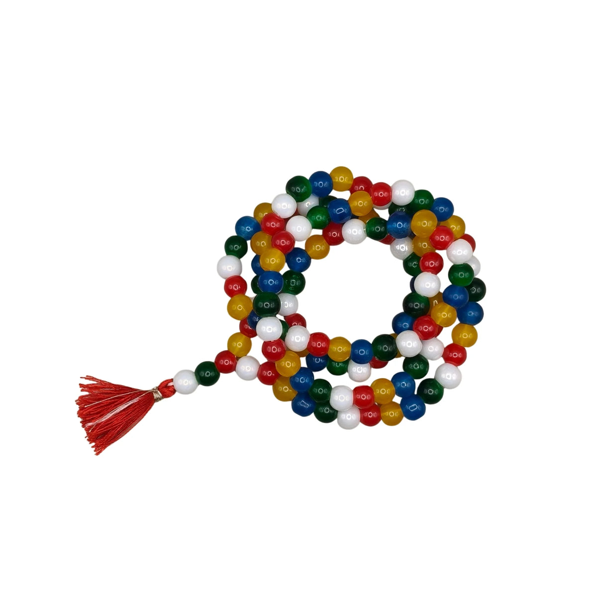 Handmade Jain Jaap Mala | Strong Thread 108+3 Beads Rosary for Navkar Mantra Chanting. Meditation Prayer Mala for Jainism Pooja & Spiritual Gift(Pachrangi )