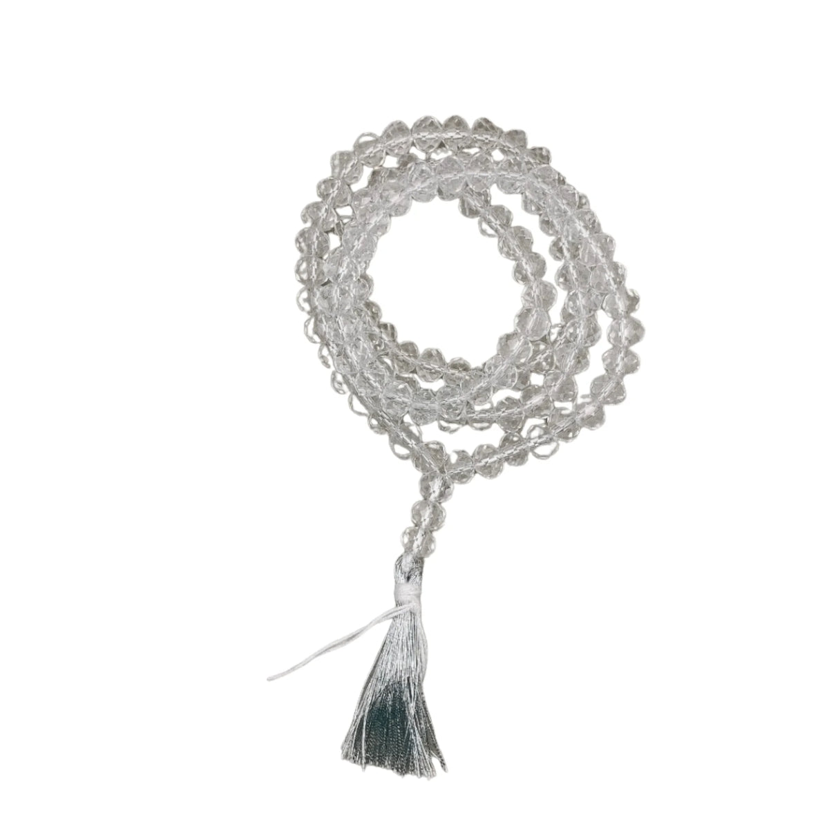 Handmade Jain Jaap Mala | Strong Thread 108+3 Tyre Shape Beads Rosary for Navkar Mantra Chanting. Meditation Prayer Mala for Jainism Pooja & Spiritual Gift(Tyre Crystal Clear)