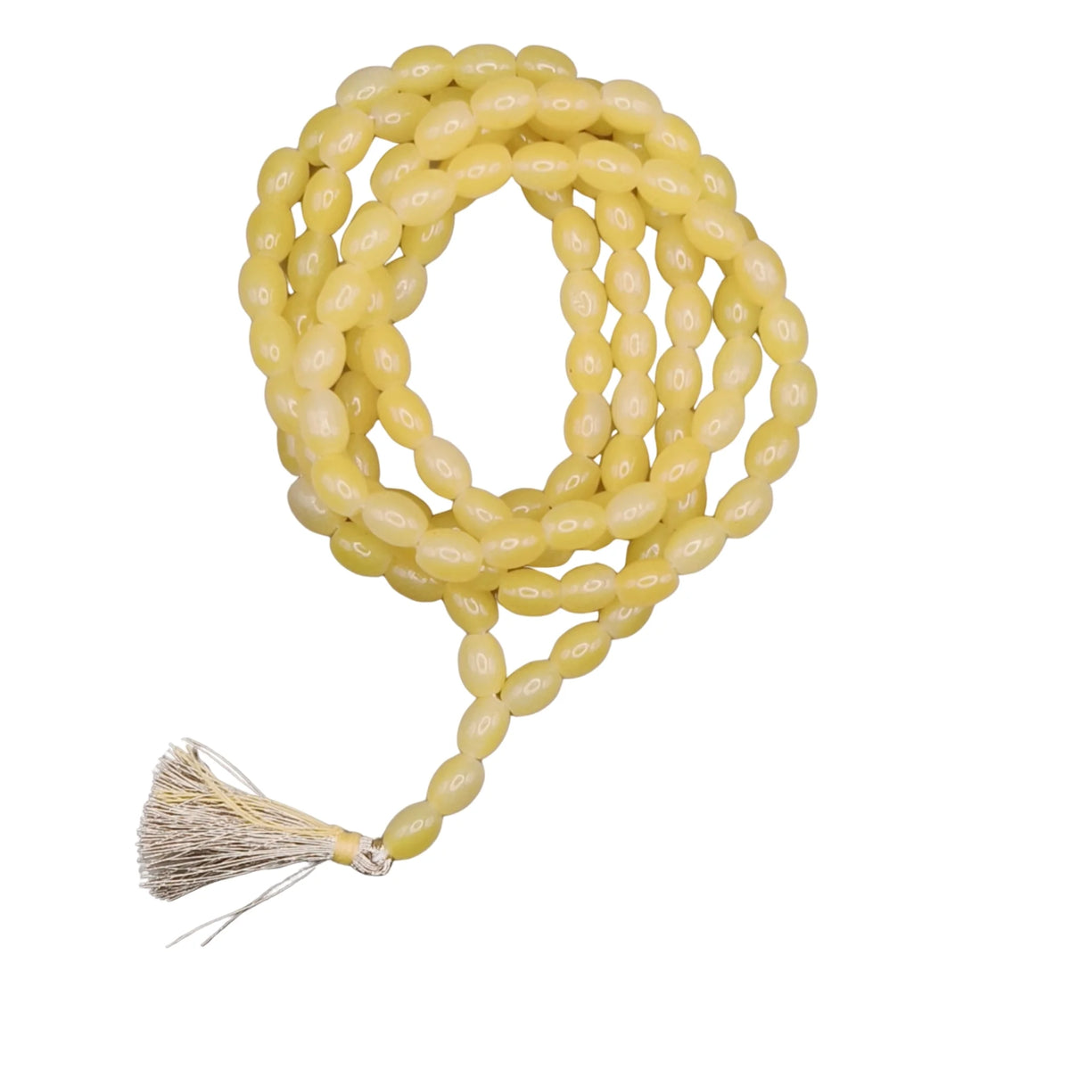 Handmade Jain Jaap Mala | Strong Thread 108+3 Ovel Shape Beads Rosary for Navkar Mantra Chanting. Meditation Prayer Mala for Jainism Pooja & Spiritual Gift(Yellow)