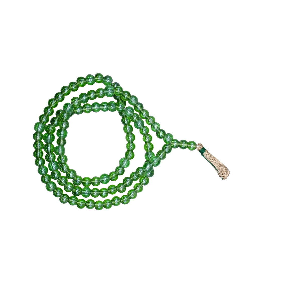 Handmade Jaap Mala | Strong Thread 108+1 Beads Rosary for Mantra Chanting. Meditation Prayer Mala for Pooja & Spiritual Gift(Green Sparkle Tpt)