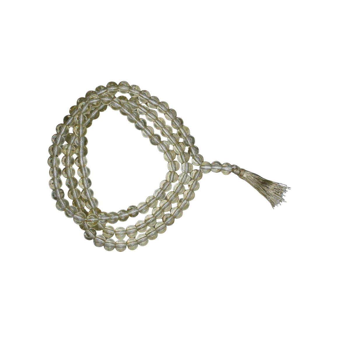 Handmade Jain Jaap Mala | Strong Thread 108+3 Beads Rosary for Navkar Mantra Chanting. Meditation Prayer Mala for Jainism Pooja & Spiritual Gift(Light Lemon Tpt)