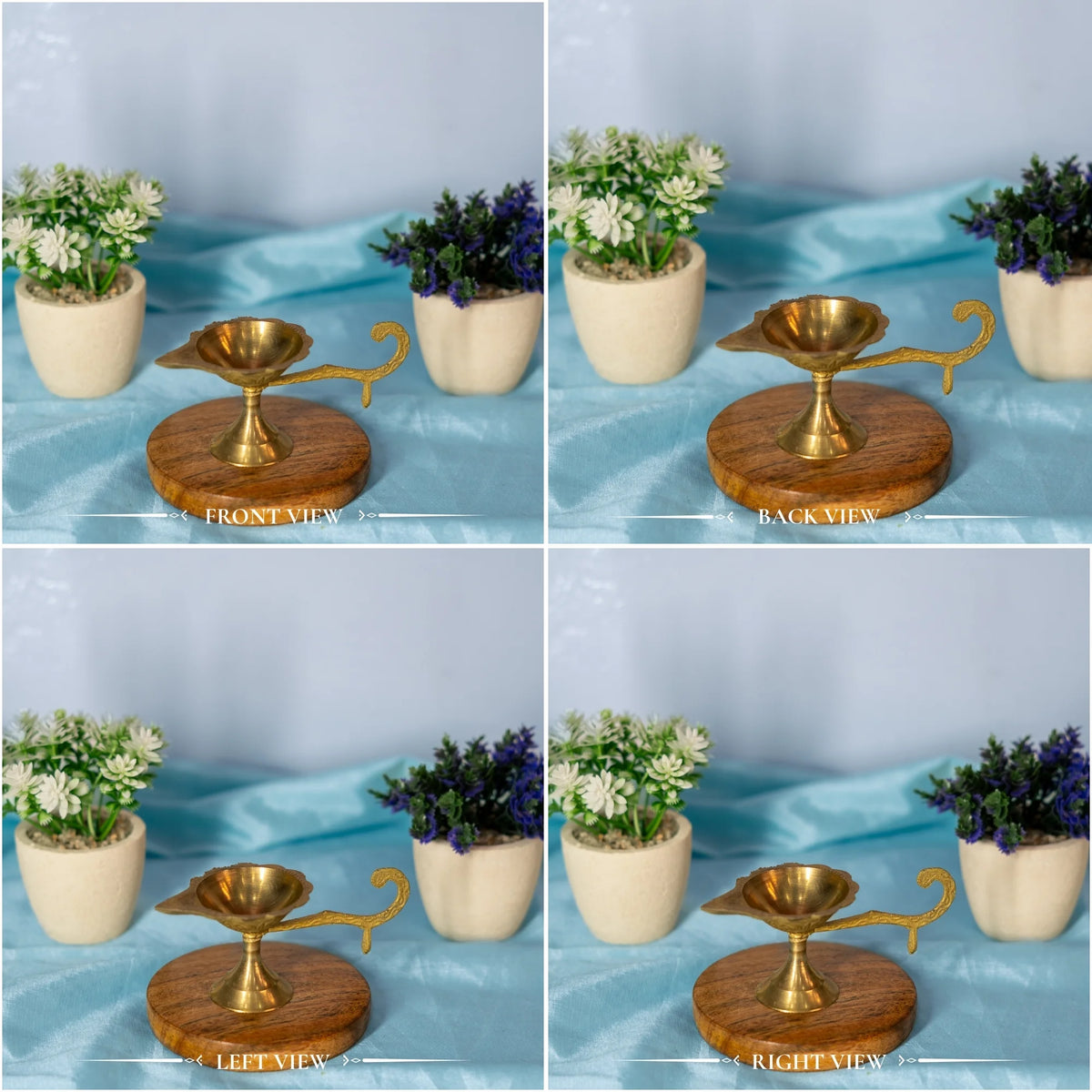 100% Pure Brass Diya on Detaichable Base With Brass Handle