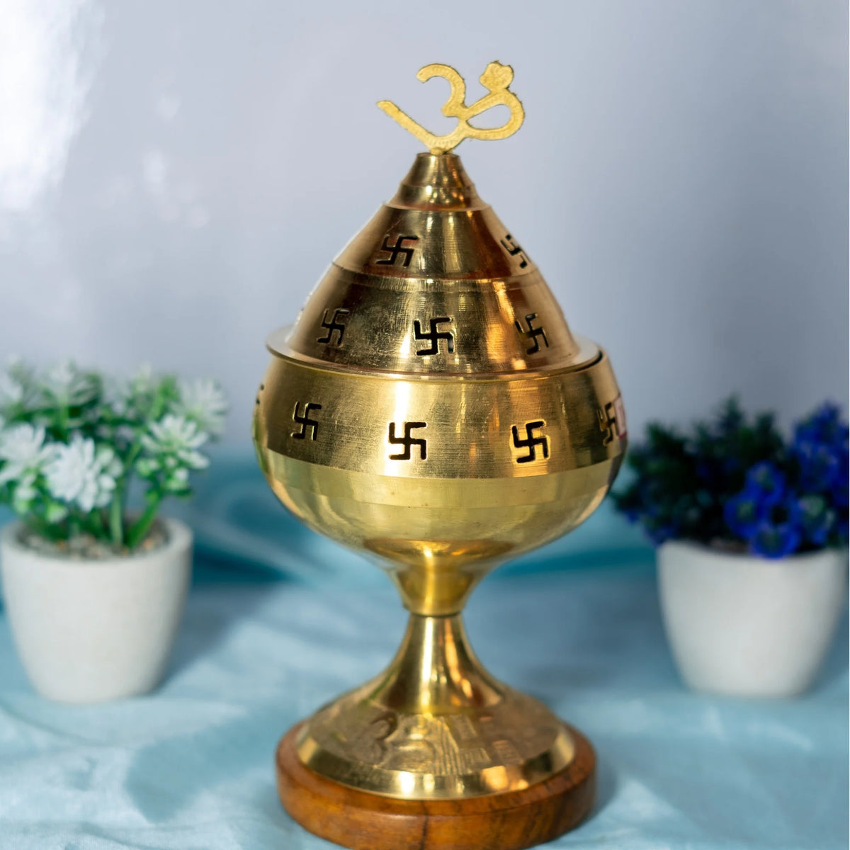 100% Pure Brass Akhand Diya Om Swastic Diya for Pooja Heavy Base Aarti Diya Deepak for Puja Diwali Gift Item