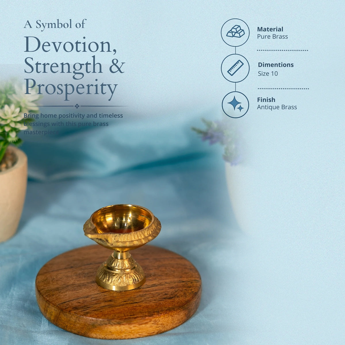 100% Pure Brass Kuber Diya With Stand