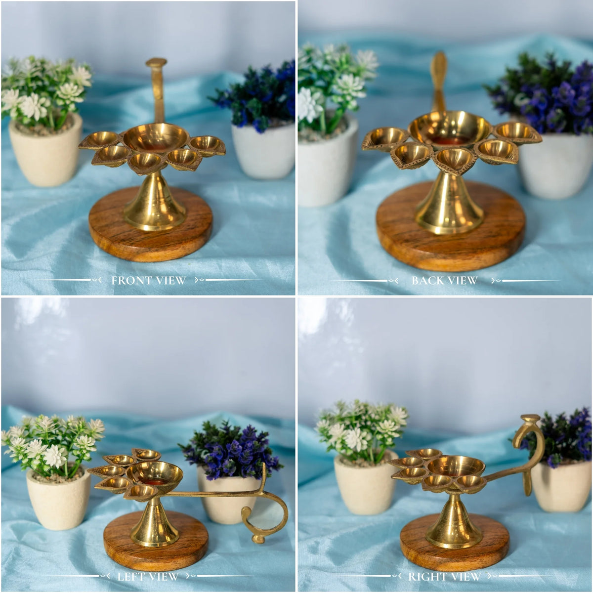 100% Pure Brass Punch Mukhi Aarti Diya Jyoti Diya Oil Puja Lamp Puja Diya Aarti Diya Brass Table