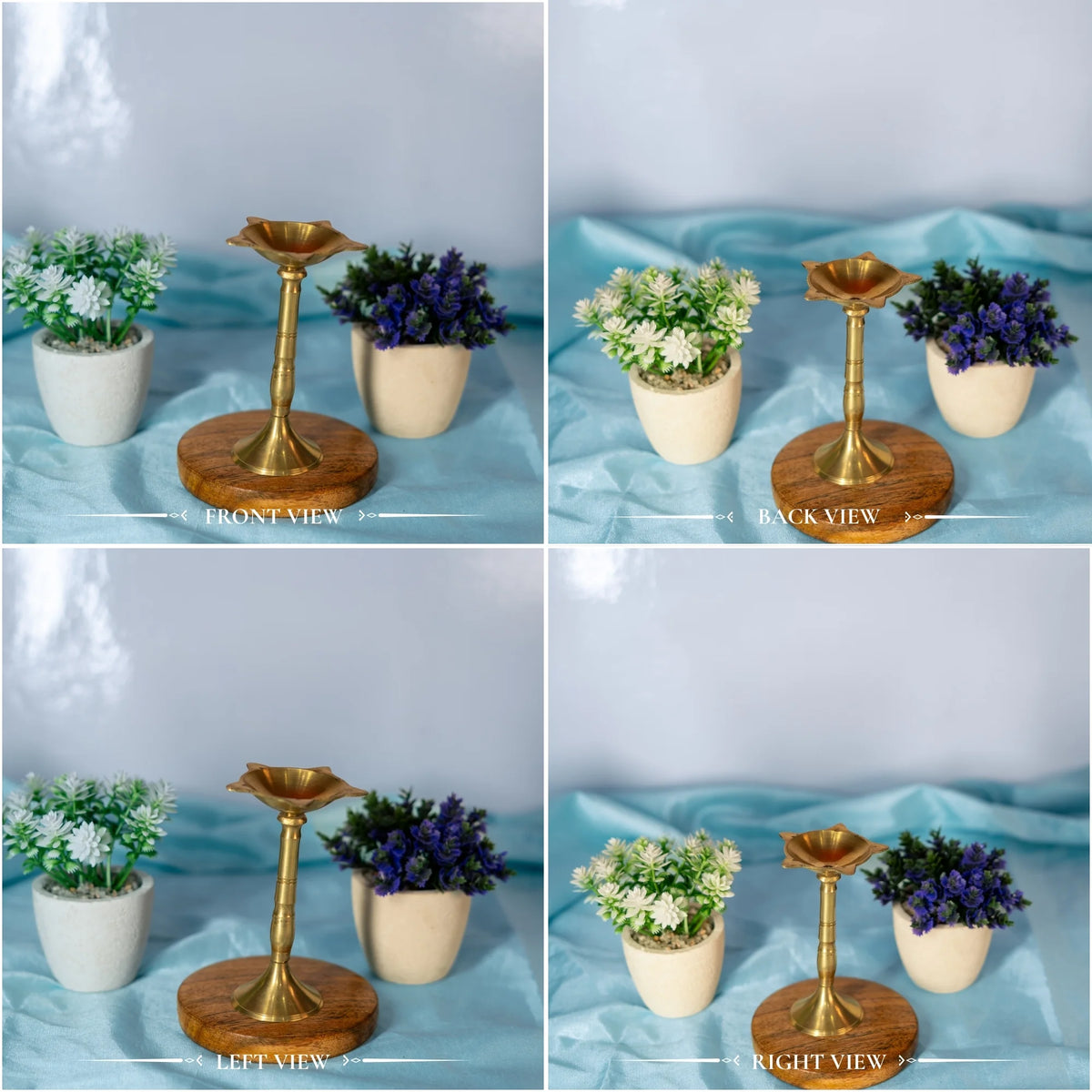 100% Pure Brass Samay Diya for Puja. Traditional Kuthu Vilakku Oil Lamp for Mandir Decoration. Tall Deepam Stand for Diwali, Karthigai & Gifts (Gold) Small
