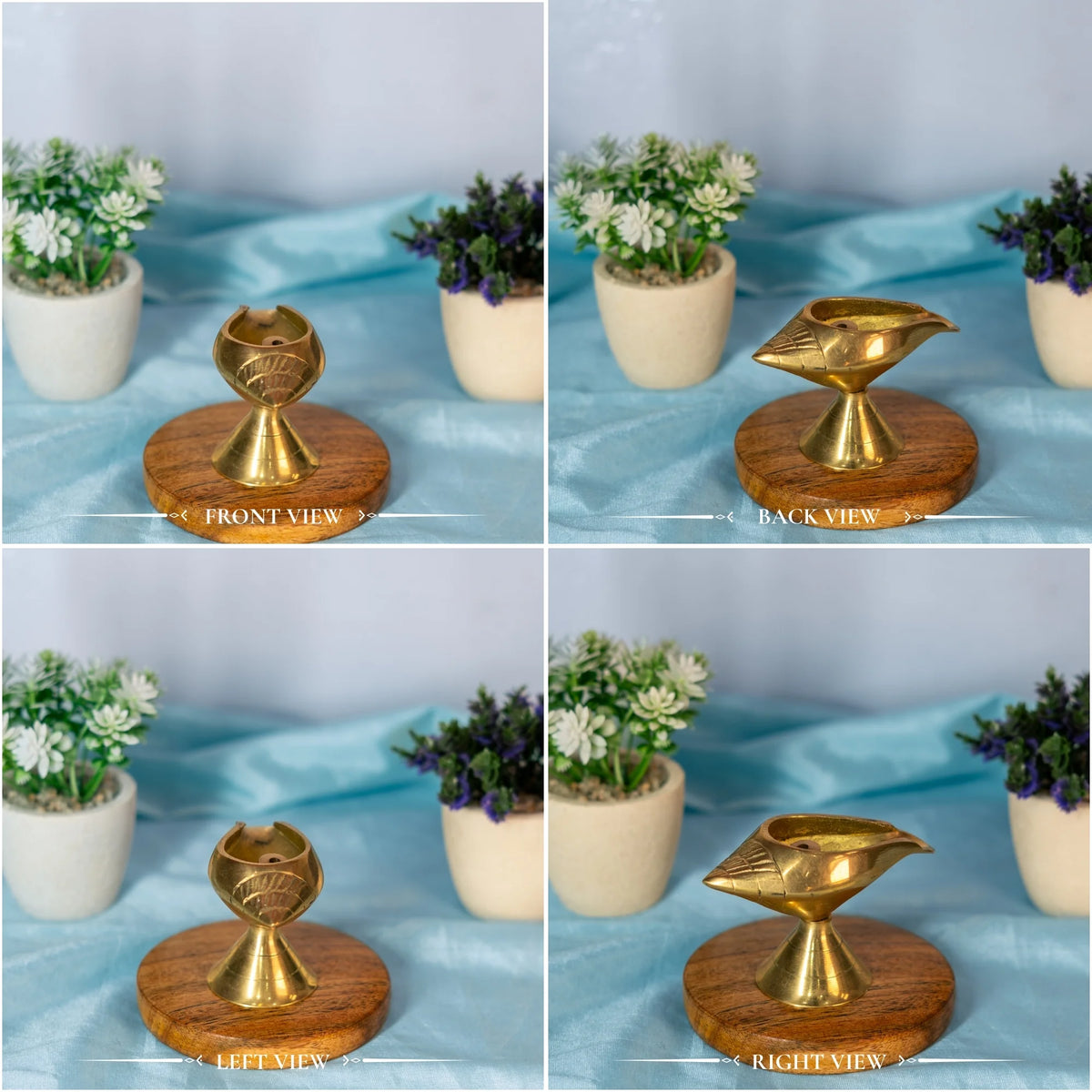 100% Pure Brass Brass Shankh Chakra Diya