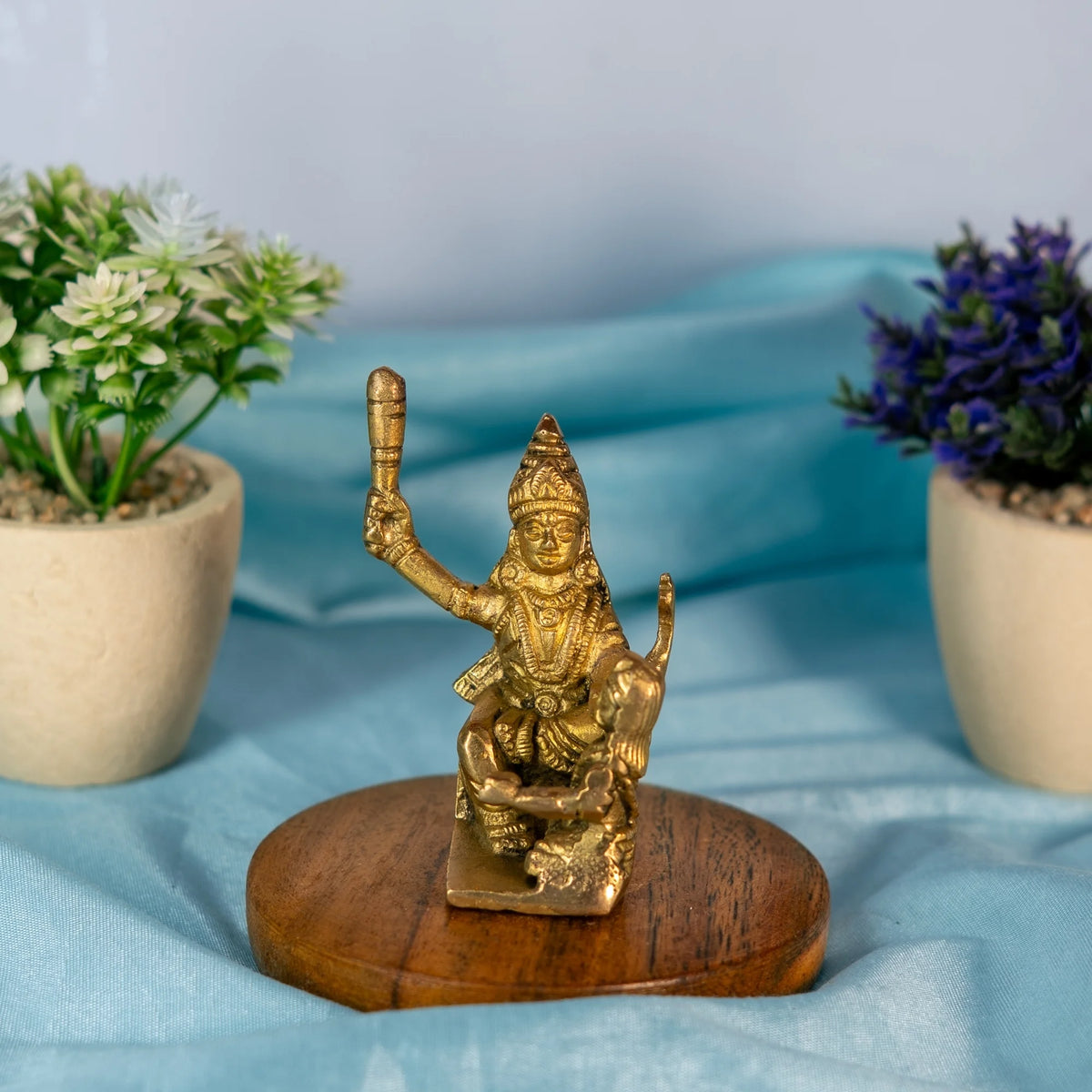 100% Pure Brass Banglamukhi MATA Idol (Pital Murti) 8 CM + Haldi Mala