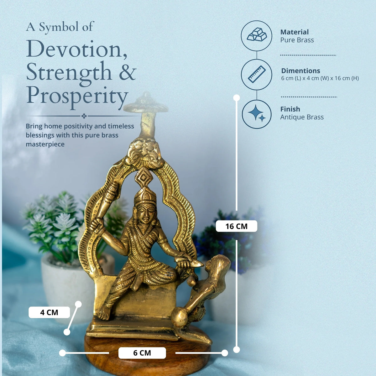 100% Pure Brass Banglamukhi MATA Idol (Pital Murti) Large