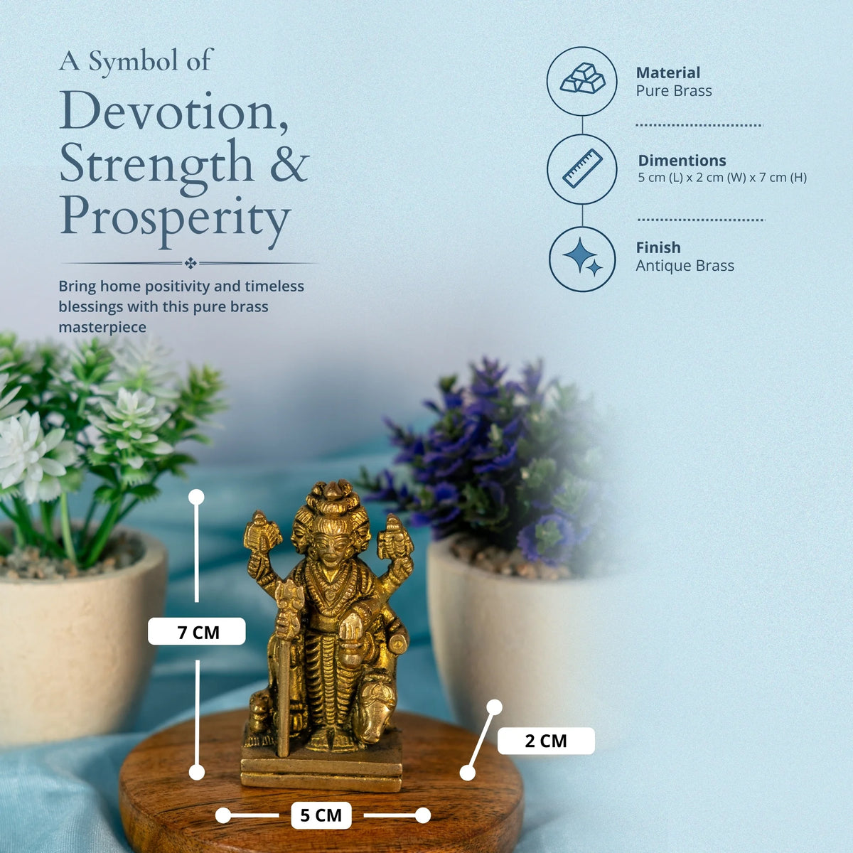 100% Pure Brass Dattatreya Murti | Idol for Pooja Mandir, Home Decor & Office | Hindu God Statue | Spiritual Gift & Religious Showpiece