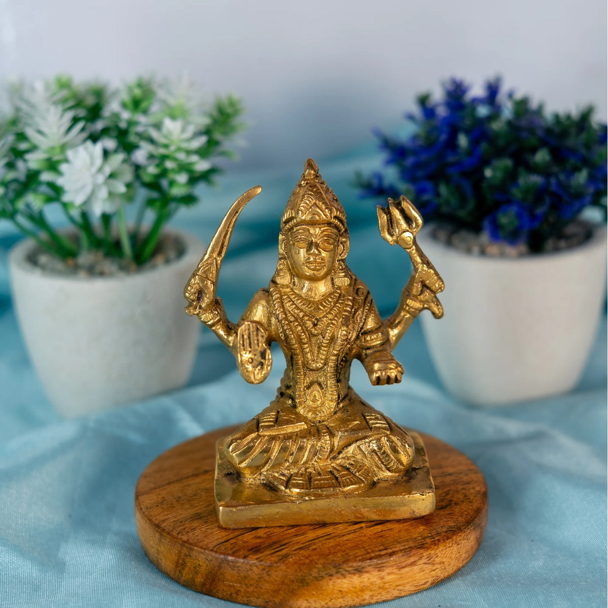 100% Pure Brass Santoshi/Jagdamba Maa Idol (9 cm) for Puja & Home Temple | Statue | Navratri & Diwali Decor, Religious Gift |
