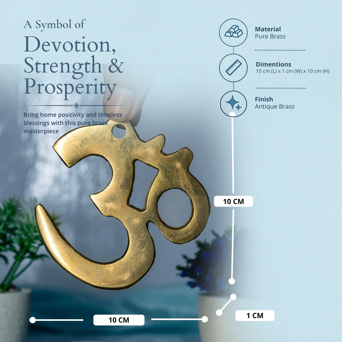 100% Pure Brass Om Wall Hanging for Main Door Vastu. Sacred Aum Sign for