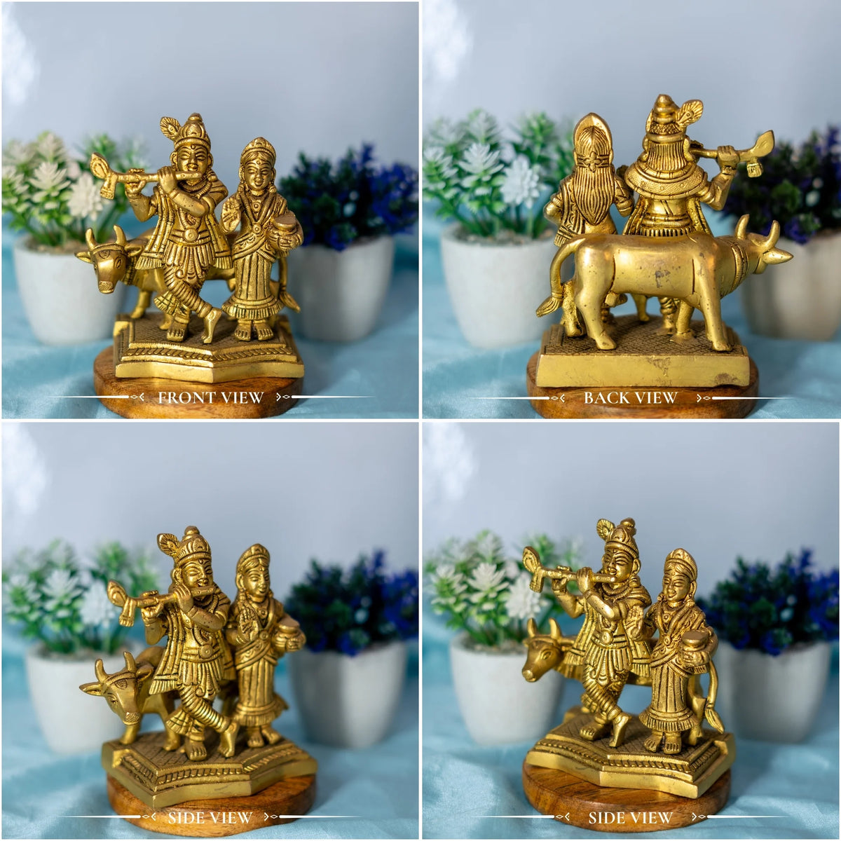 Radha Krishna with Nandi Idol in 100% Pure Brass | Handcrafted Spiritual Murti for Home Temple & Festive Decor | Durable Brass Radha Krishna Statue for Janmashtami & Devotional Gifting Large