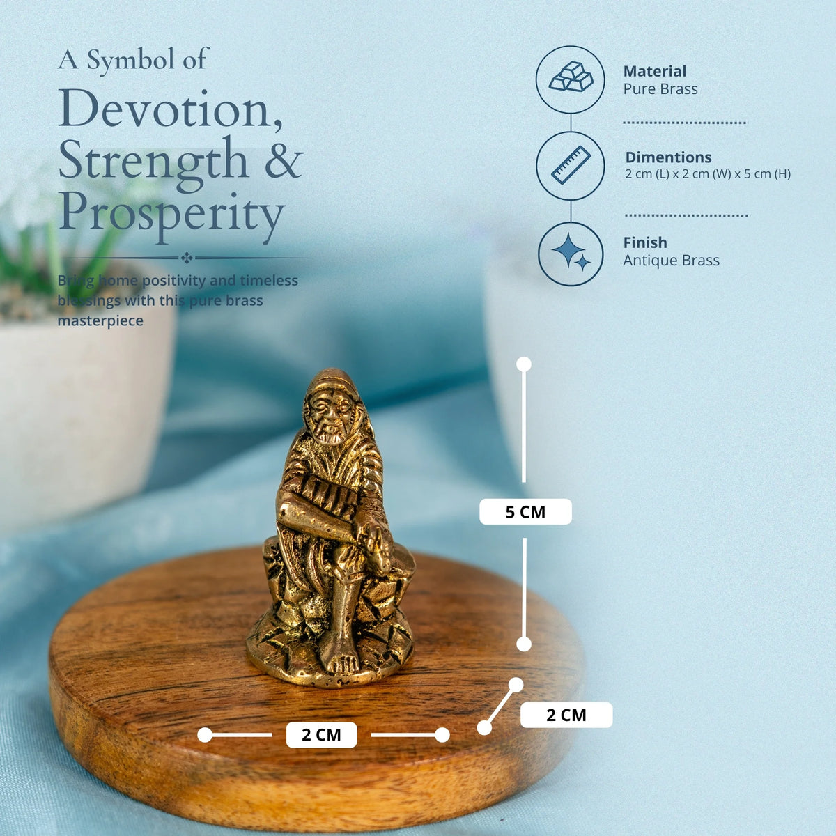 100% Pure Brass Sai Baba Statue | Symbol of Faith and Blessings |