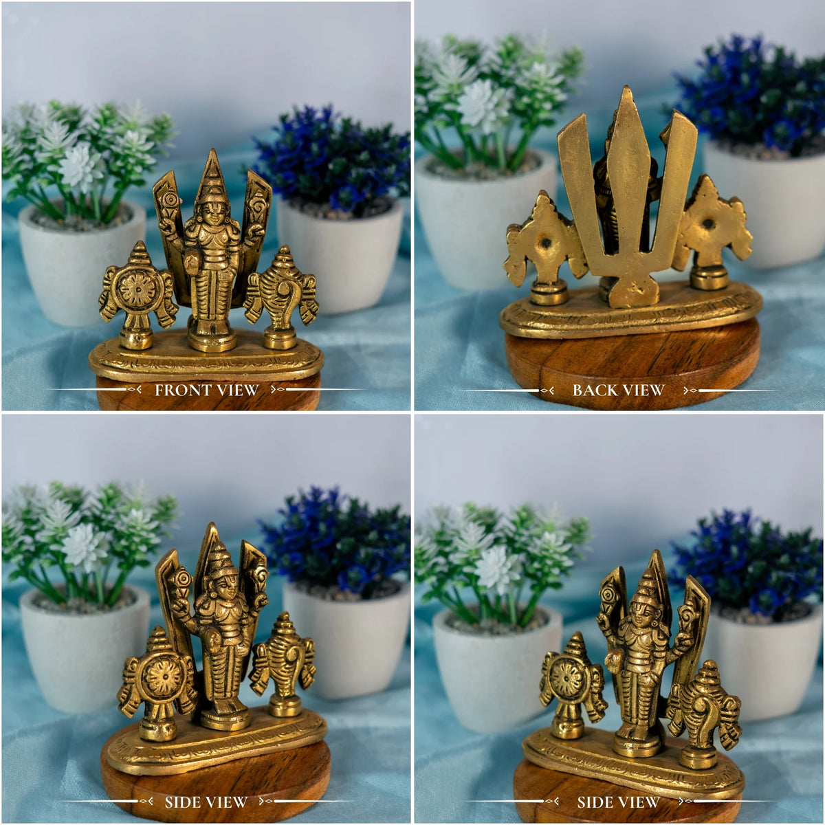 100% Pure Brass Sangu Chakram Stand with Tirupati Balaji Murti
