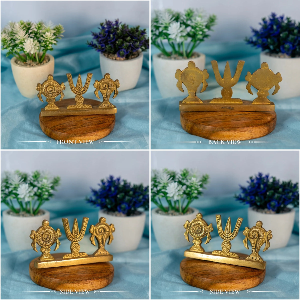 100% Pure Brass Sangu Chakram on Stand
