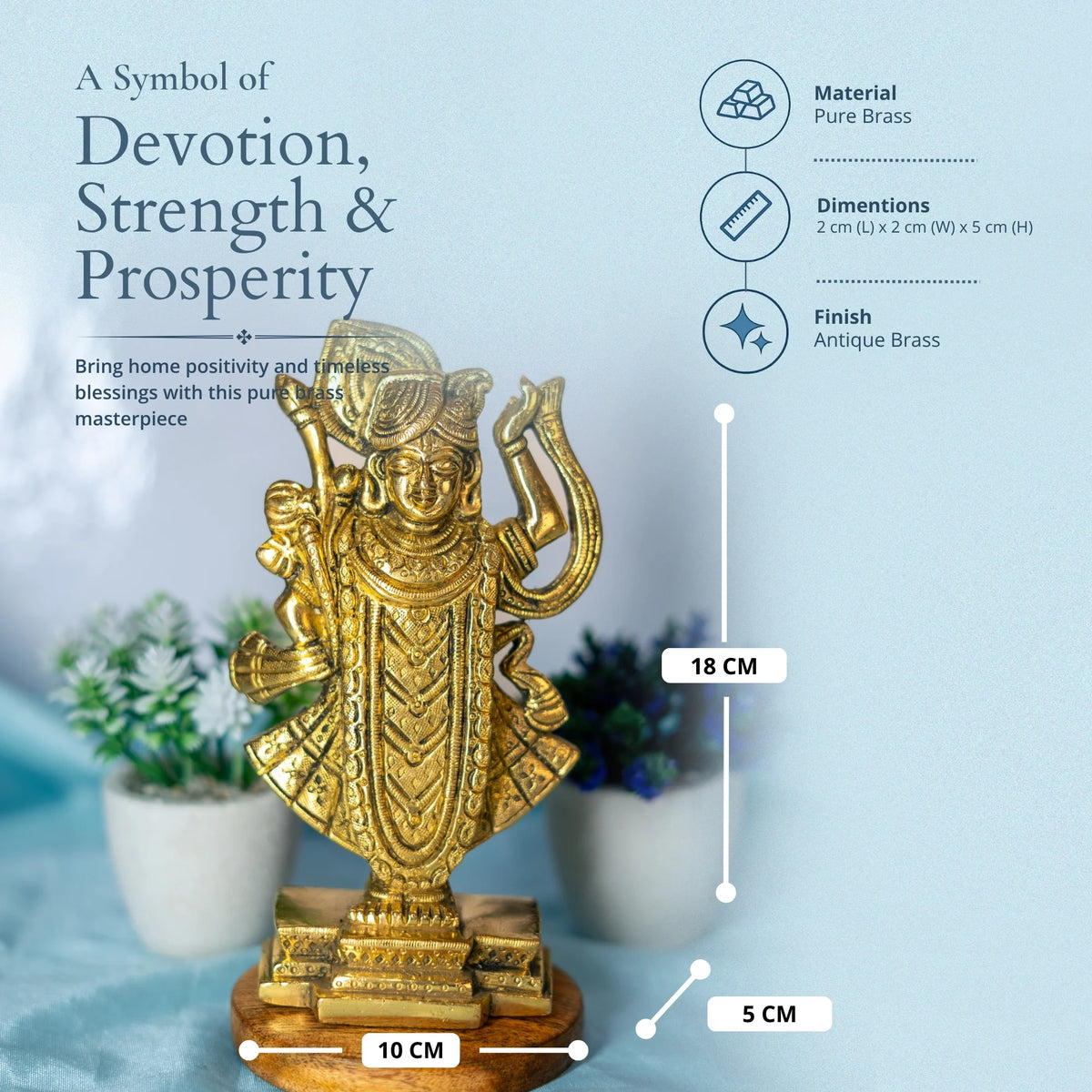 100% Pure Brass ShreeNath Idol for Home Decor Mandir Pooja Showpiece