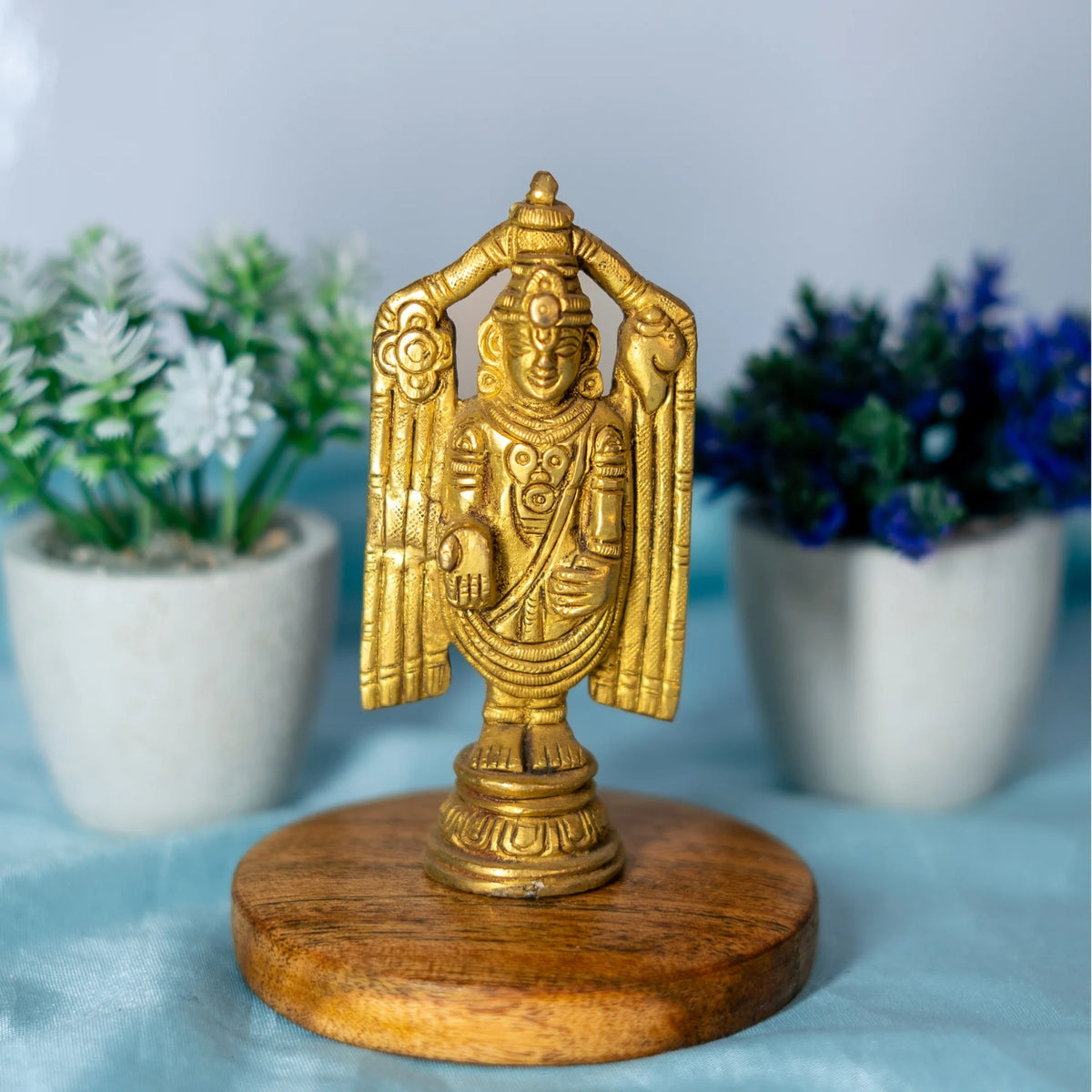 100% Pure Brass Tirupati Balaji Venkateshwara Murti Idol Statue Lord Srinivasa Pooja Home Office Temple Decor Gift 5.5 Inch