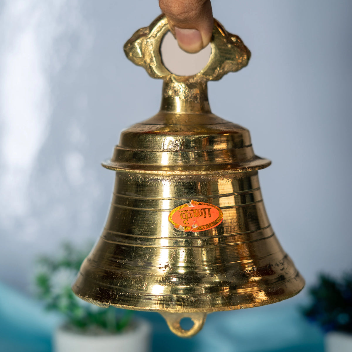100% Pure Brass Brass Bell Temple Ghanta Pooja Bell (1 KG, Gold)