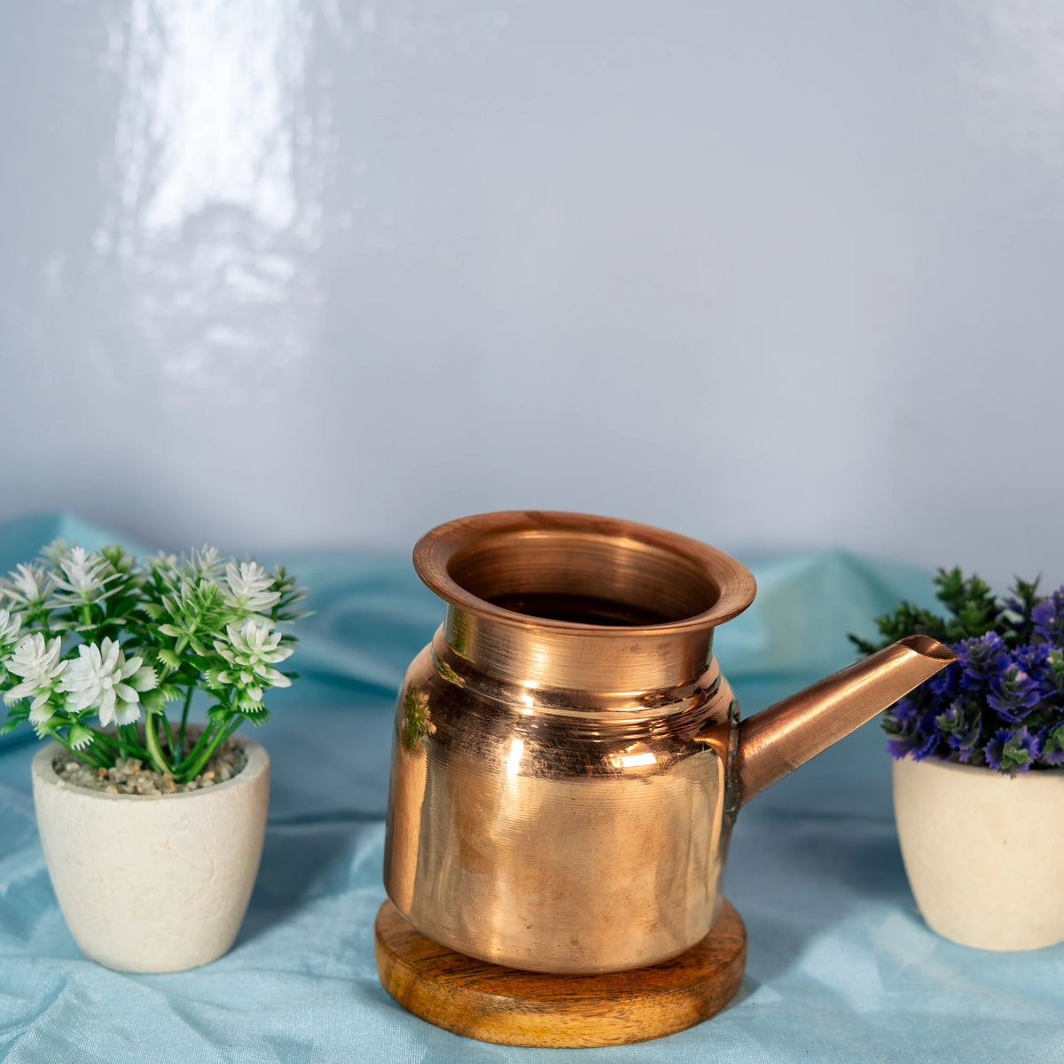 100% Pure Copper Karwa Chauth Handpainted Kalash/Lota, Karwa Lota, Karva Lota, Brass Karwa, Karwa Kalash for Puja patra (Copper)