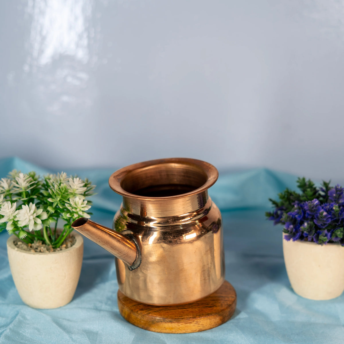 100% Pure Copper Karwa Chauth Handpainted Kalash/Lota, Karwa Lota, Karva Lota, Brass Karwa, Karwa Kalash for Puja patra (Copper)