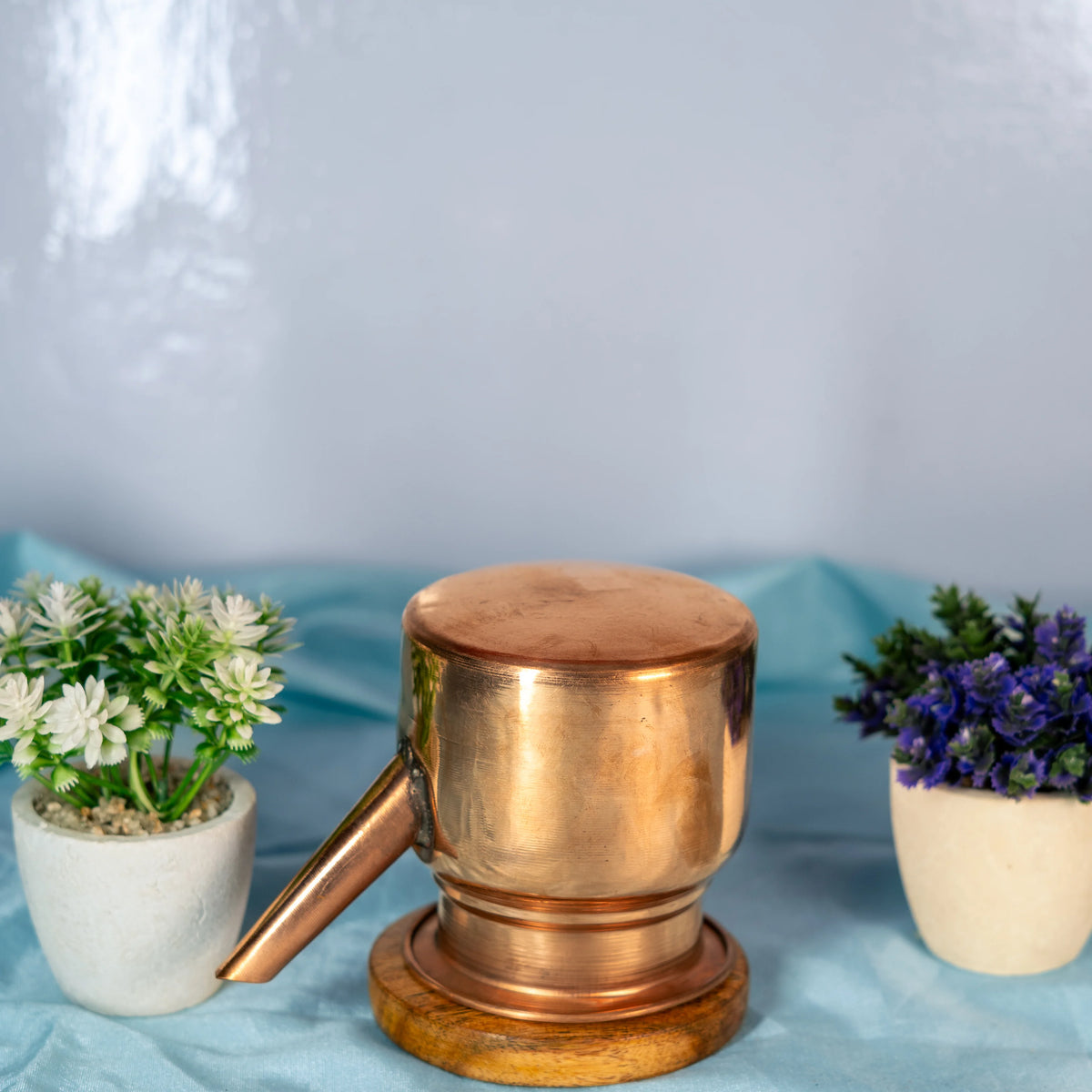 100% Pure Copper Karwa Chauth Handpainted Kalash/Lota, Karwa Lota, Karva Lota, Brass Karwa, Karwa Kalash for Puja patra (Copper)
