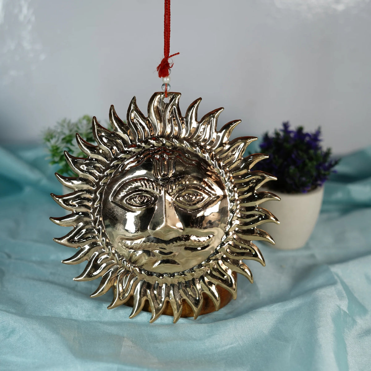 100% Pure Copper Surya Dev Face Hang With Thread