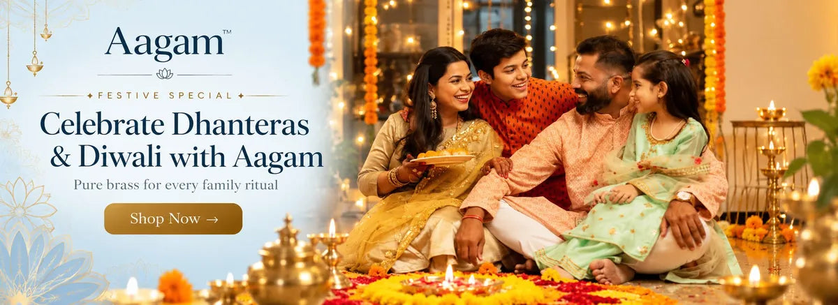 Celebrate Dhanteras and Diwali with Aagam. Pure brass for every family ritual.